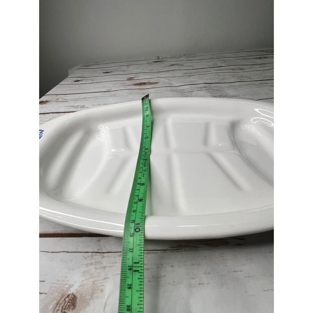 Corning Ware P-19 Platter White Blue Cornflower Tree and Well 16 inch